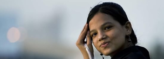 A young woman looking at the camera