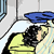 Illustration of someone under the bed covers