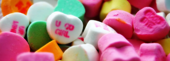 Different coloured heart candies